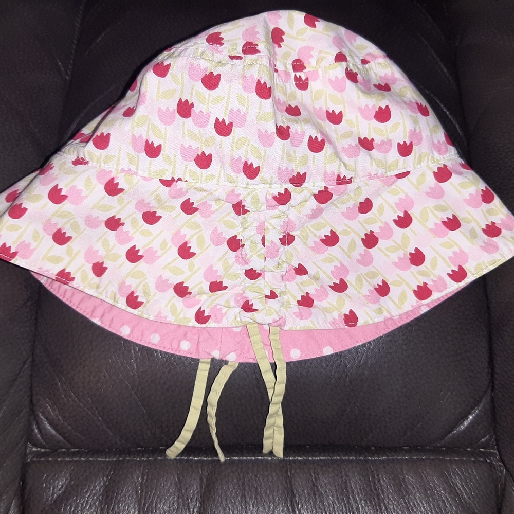 Vintage Gymboree Tip Toe Tulips Reversible Toddler Bucket Hat / Pink Polka Dot